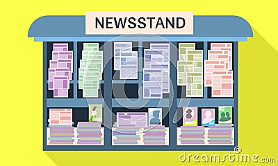 Street newsstand icon, flat style Vector Illustration