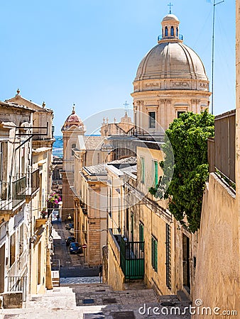 Street in Noto city in Sicily Stock Photo
