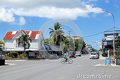 Street in Nuku`alofa on Tongatapu island, Tonga Editorial Stock Photo