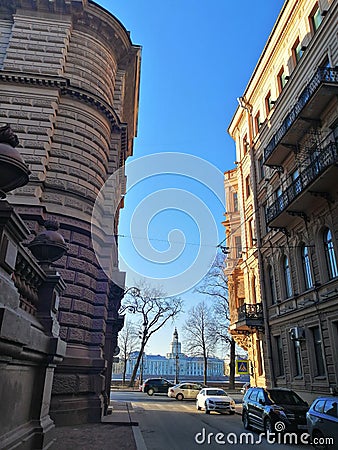 Street with houses overlooking the waterfront Editorial Stock Photo