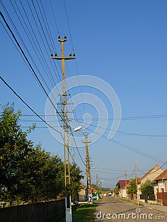 Street in the old Romanian village Aurel Vlaicu Editorial Stock Photo