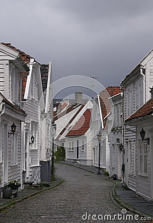 Street in old Stavanger Stock Photo