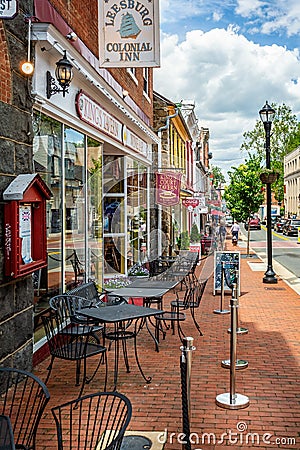 Street in old town, central Leesburg, Virginia, USA Editorial Stock Photo