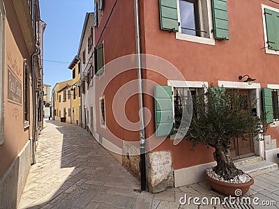 Street in the old town of FaÅ¾ana, Croatia Stock Photo