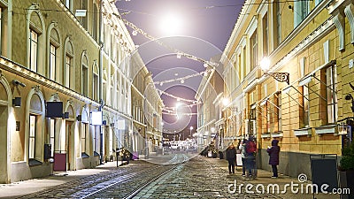 Street in the old town, Helsinki, Finland Stock Photo