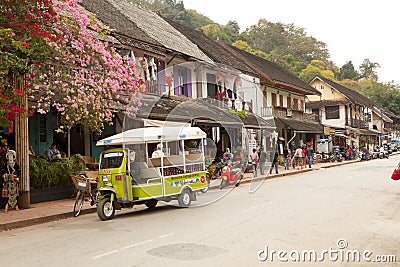 Street in old town Luang Prabang Editorial Stock Photo