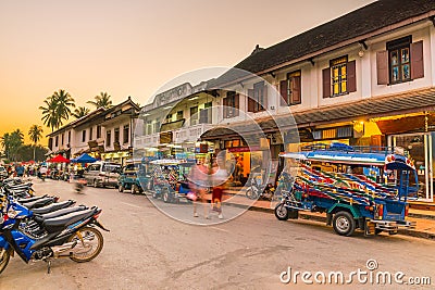 Street in old town Luang Prabang Stock Photo