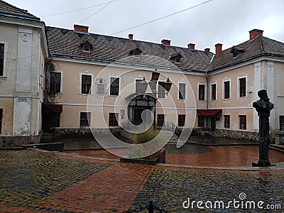 Street overview of Mukachevo city, Ukraine Editorial Stock Photo