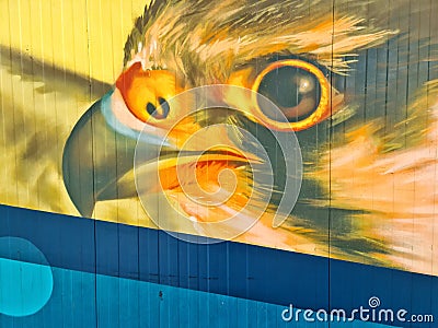 Street painting on a steel wall Editorial Stock Photo