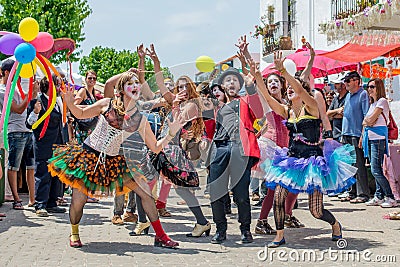 Street parade in Ibiza Editorial Stock Photo