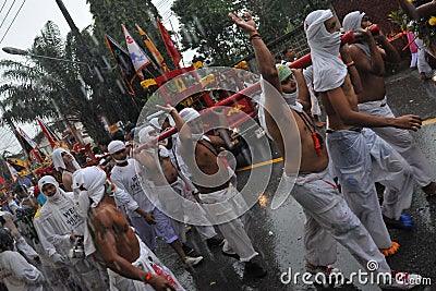 Street Parade of the Phuket Vegetarian Festival Editorial Stock Photo