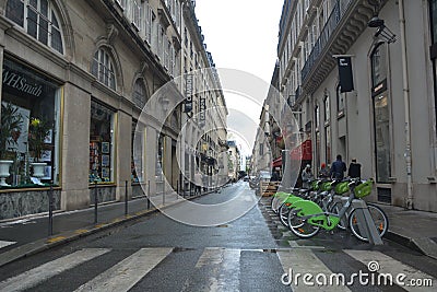 Street in Paris. France. One point perspective Editorial Stock Photo