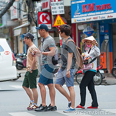 Street pedlar, Saigon Editorial Stock Photo