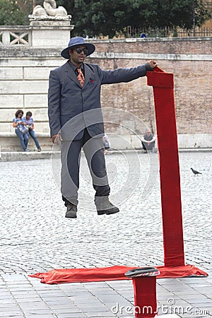 Street performer in Rome, Italy Editorial Stock Photo