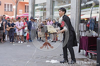 Street performer in Zagreb Editorial Stock Photo