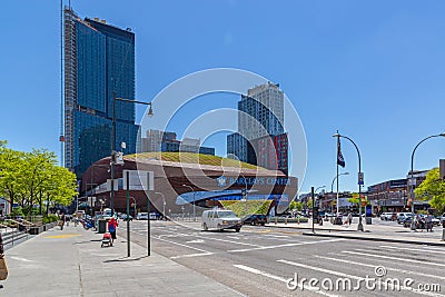 Street photography, Brooklyn NYC. Barclays Center, Home of the Brooklyn Nets of NBA and New York Liberty of the WNBA Editorial Stock Photo