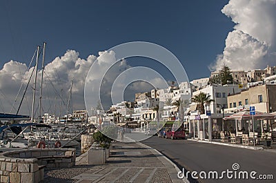 Street in the port of Naxos town Editorial Stock Photo
