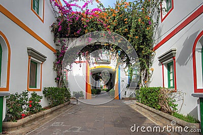 Street in Puerto de Mogan, Gran Canaria, Spain Stock Photo