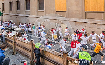 Street race with bulls in Spain Editorial Stock Photo