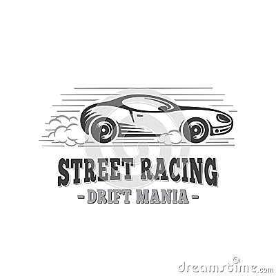 Street Racing Design Template. Drift mania. Vector and illustrations. Cartoon Illustration