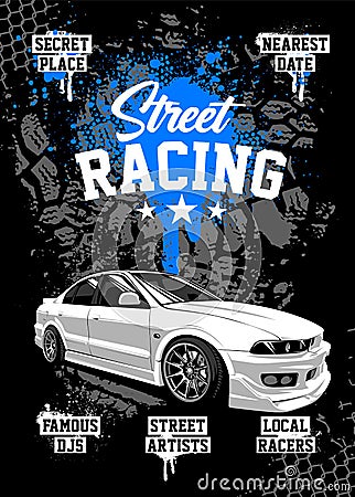 Street Racing Poster Design Template Vector Illustration