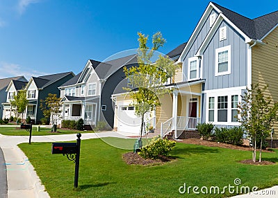 Street of residential houses Stock Photo