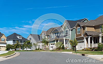 Street of residential houses Stock Photo