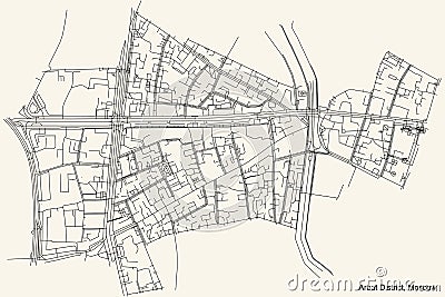 Street roads map of the Arbat District of the Central Administrative Okrug of Moscow, Russia Vector Illustration