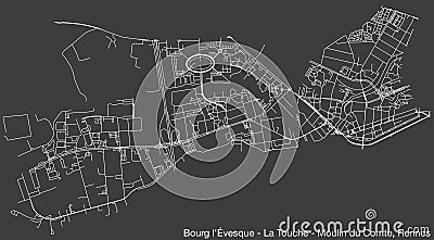 Street roads map of the BOURG-L'ÉVESQUE - LA TOUCHE - MOULIN DU COMTE QUARTER, RENNES Vector Illustration