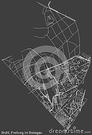 Street roads map of the BRÃœHL DISTRICT, FREIBURG IM BREISGAU Vector Illustration