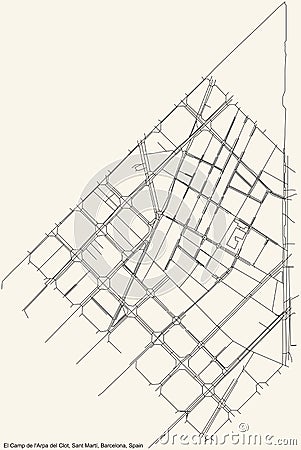 Street roads map of the El Camp de l`Arpa del Clot neighbourhood of the Sant MartÃ­ district Vector Illustration