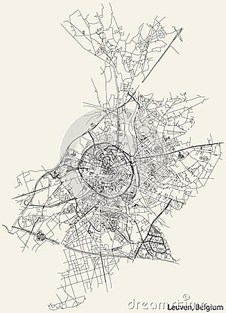 Street roads map of LEUVEN, BELGIUM Vector Illustration