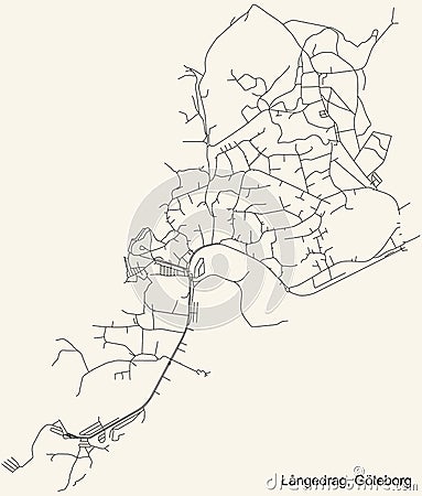 Street roads map of the LÃ¥ngedrag district of Gothenburg, Sweden Vector Illustration