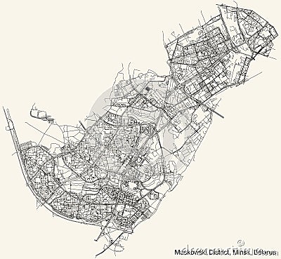 Street roads map Maskowski raion Moscow district of Minsk Vector Illustration