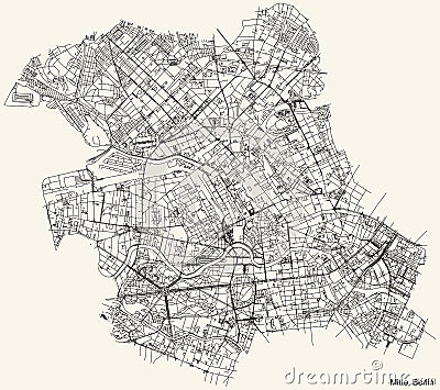 Street roads map of the Mitte borough bezirk of Berlin, Germany Vector Illustration