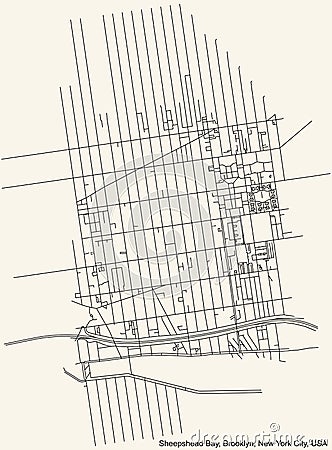 Street roads map of the Sheepshead Bay neighborhood of the Brooklyn borough of New York City, USA Vector Illustration