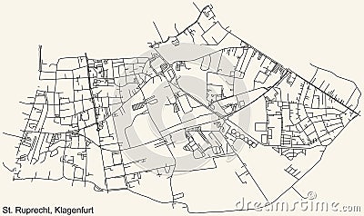 Street roads map of the ST. RUPRECHT DISTRICT, KLAGENFURT Vector Illustration