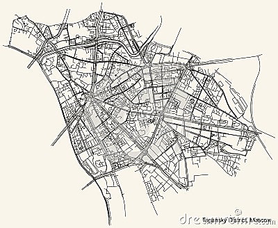 Street roads map of the Tagansky District of the Central Administrative Okrug of Moscow, Russia Vector Illustration