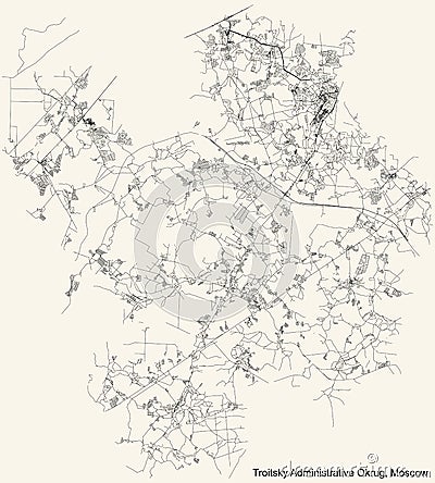 Street roads map of the Troitsky Administrative Okrug of Moscow, Russia Vector Illustration