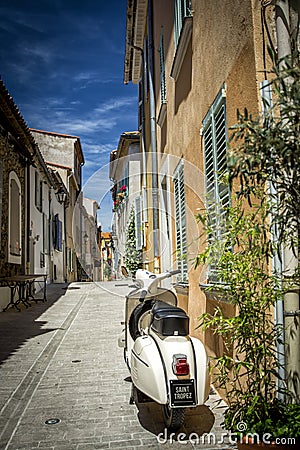 Street in Saint Tropez, CÃ´te d`Azur, France Editorial Stock Photo