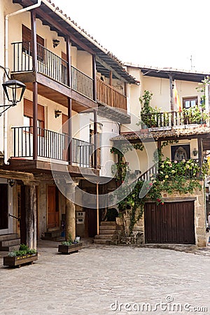 Street of San Martin del Castanar; Sierra de Francia Nature Res Stock Photo