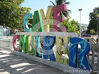 Street scene of Caye Caulker, Belize Editorial Stock Photo