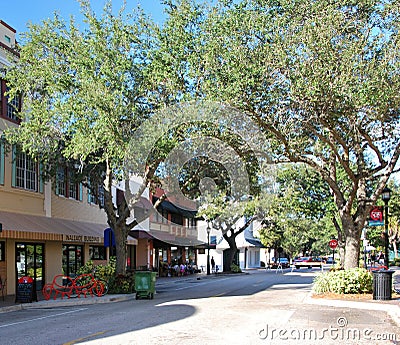 Street Scene in Downtown Bradenton at the Manatee River, Florida Editorial Stock Photo