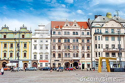 Street scene in the in the main square of Plzen pilse. Czech R Editorial Stock Photo