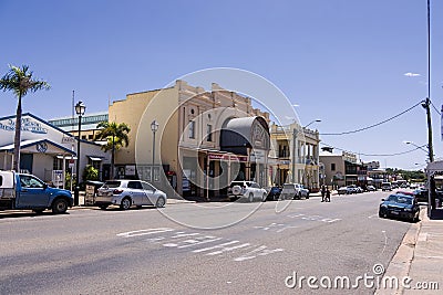 Street scene with many heritage buildings in Charters Towers Editorial Stock Photo