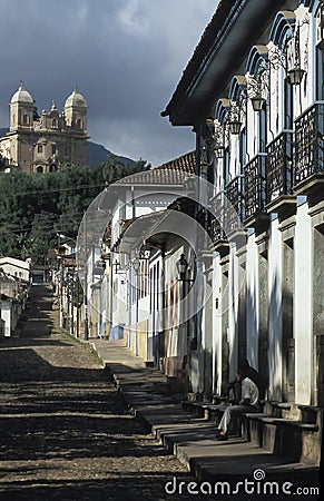 Street scene in Mariana, Minas Gerais, Brazil. Editorial Stock Photo