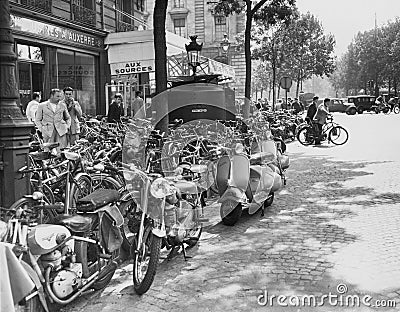 Street scene in Paris, August 23, 1953 Editorial Stock Photo