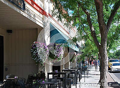 Street Scene in the Western Town of Coeur d`Alene, in the Rocky Mountains, Idaho Editorial Stock Photo