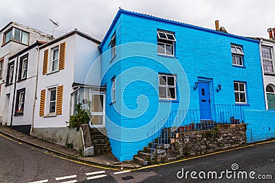 Street in a seaside town, with colorful facades of buildings, en Stock Photo