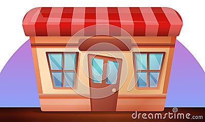 Street shop concept banner, cartoon style Vector Illustration